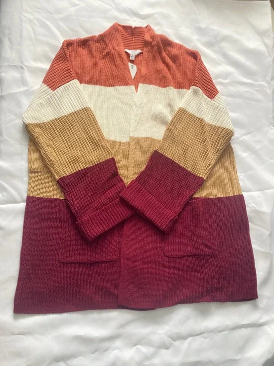 Time and Tru Striped Open Cardigan Size Medium NWT - Picture 3 of 5